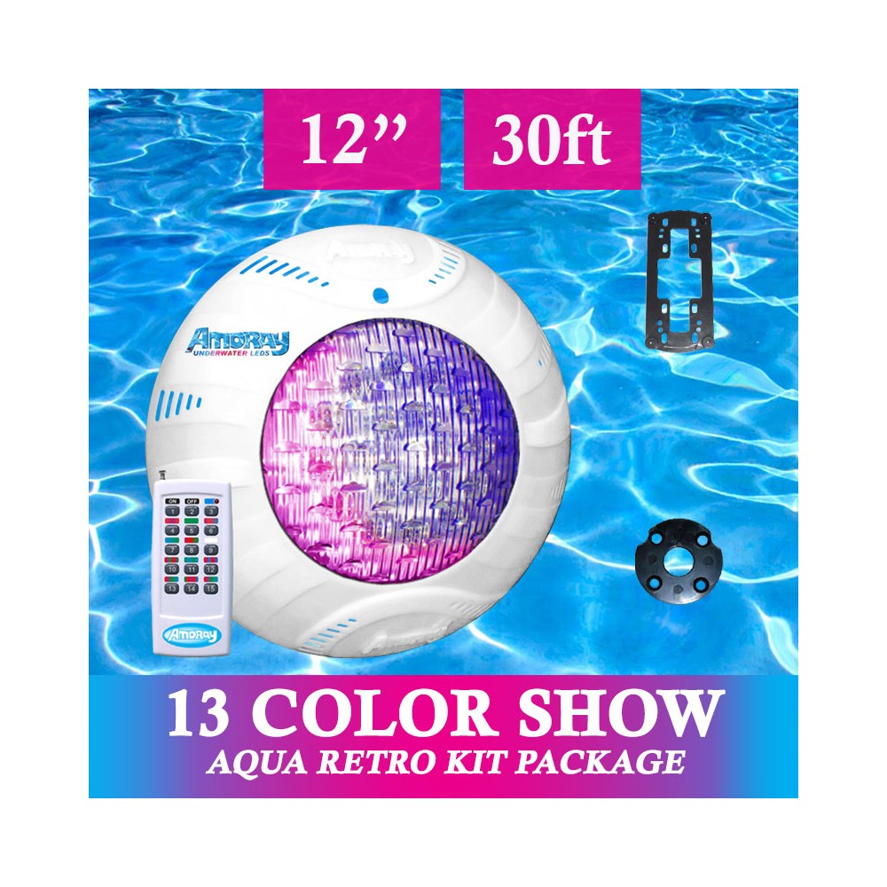 Amoray 12in Aqua Retro Light Kit (13 Color Show) 30ft